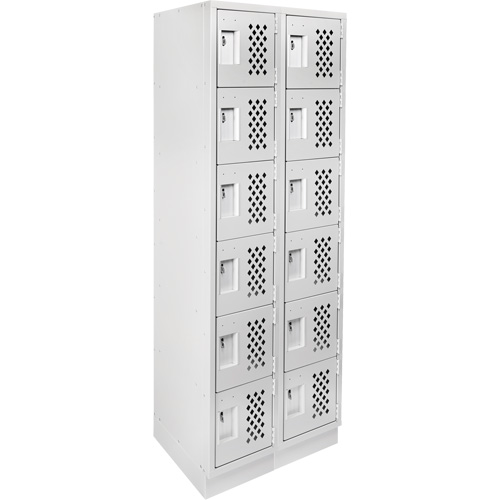 Assembled Lockerettes Clean Line Perforated Economy Lockers, 6 -tier, Bank of 2, 18" x 72" x 12", Steel Equipment World