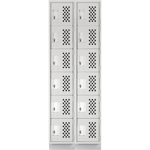 Assembled Lockerettes Clean Line Perforated Economy Lockers, 6 -tier, Bank of 2, 18" x 72" x 12", Steel Equipment World