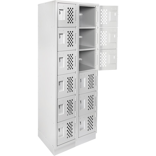 Assembled Lockerettes Clean Line Perforated Economy Lockers, 6 -tier, Bank of 2, 18" x 72" x 12", Steel Equipment World