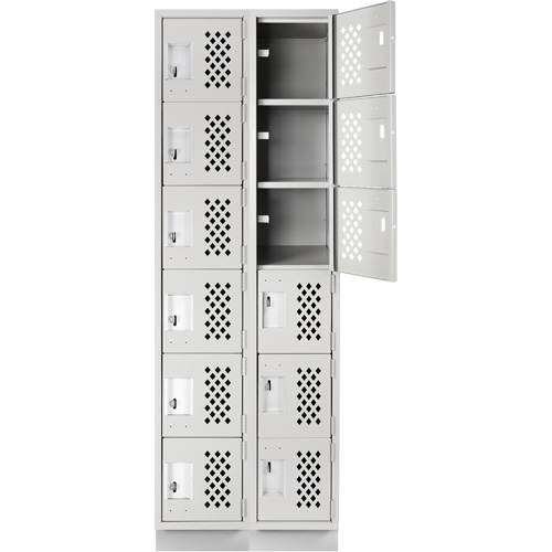 Assembled Lockerettes Clean Line Perforated Economy Lockers, 6 -tier, Bank of 2, 18" x 72" x 12", Steel Equipment World