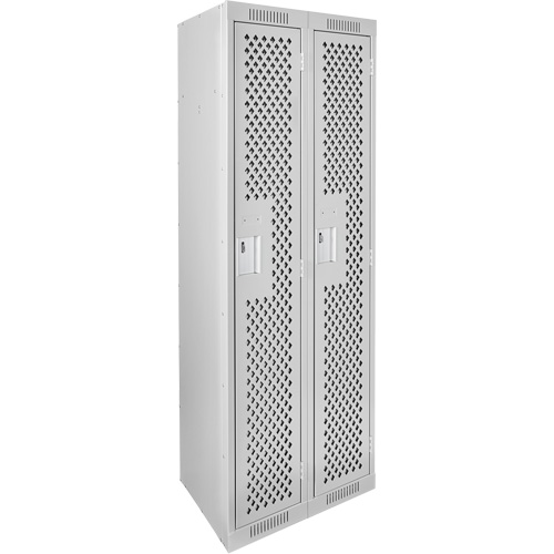 Clean Line Lockers, 2 -tier, 12" x 12" x 72", Steel, Grey, Rivet (Assembled), Perforated Equipment World