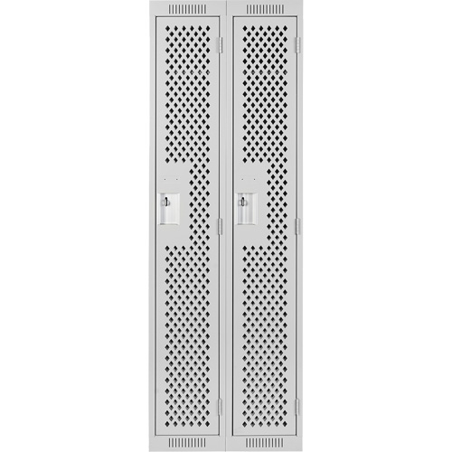 Clean Line Lockers, 2 -tier, 12" x 12" x 72", Steel, Grey, Rivet (Assembled), Perforated Equipment World