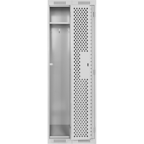 Clean Line Lockers, 2 -tier, 12" x 12" x 72", Steel, Grey, Rivet (Assembled), Perforated Equipment World