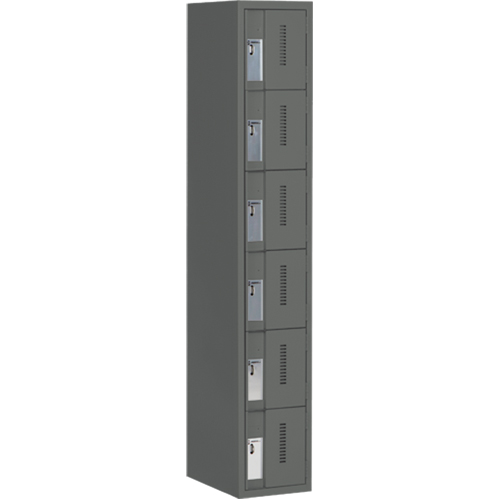 Concorde Heavy-Duty Lockers, 6 -tier, 12" x 18" x 72", Steel, Charcoal, Welded (Assembled) Equipment World