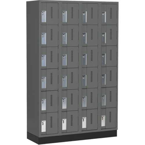 Concorde Heavy-Duty Lockers, 6 -tier, Bank of 4, 48" x 18" x 76", Steel, Charcoal, Welded (Assembled) Equipment World
