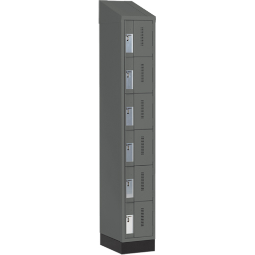 Concorde Heavy-Duty Lockers, 6 -tier, 12" x 18" x 82", Steel, Charcoal, Welded (Assembled) Equipment World