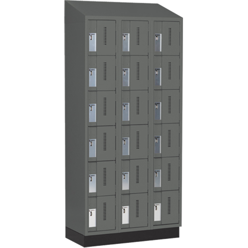 Concorde Heavy-Duty Lockers, 6 -tier, Bank of 3, 36" x 18" x 82", Steel, Charcoal, Welded (Assembled) Equipment World