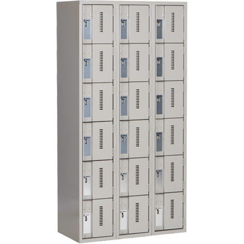 Concorde Heavy-Duty Lockers, 6 -tier, Bank of 3, 36" x 18" x 72", Steel, Grey, Welded (Assembled) Equipment World