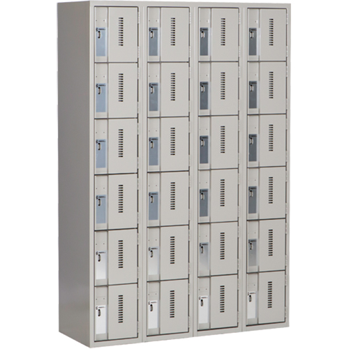 Concorde Heavy-Duty Lockers, 6 -tier, Bank of 4, 48" x 18" x 72", Steel, Grey, Welded (Assembled) Equipment World