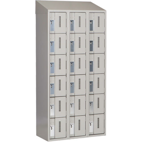 Concorde Heavy-Duty Lockers, 6 -tier, Bank of 3, 36" x 18" x 78", Steel, Grey, Welded (Assembled) Equipment World