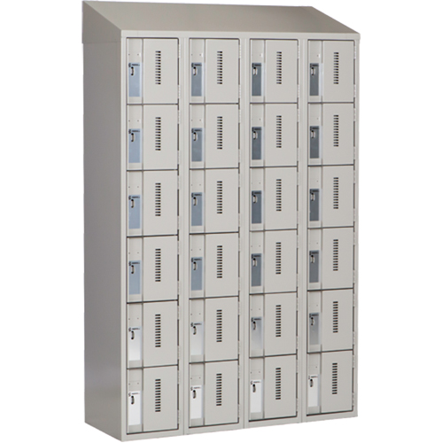 Concorde Heavy-Duty Lockers, 6 -tier, Bank of 4, 48" x 18" x 78", Steel, Grey, Welded (Assembled) Equipment World