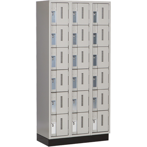 Concorde Heavy-Duty Lockers, 6 -tier, Bank of 3, 36" x 18" x 76", Steel, Grey, Welded (Assembled) Equipment World