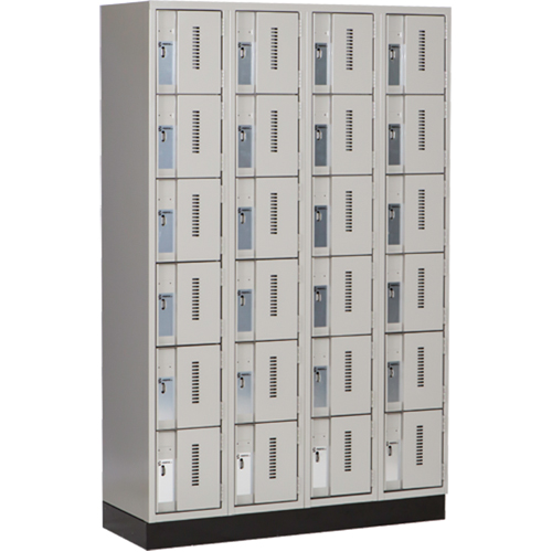 Concorde Heavy-Duty Lockers, 6 -tier, Bank of 4, 48" x 18" x 76", Steel, Grey, Welded (Assembled) Equipment World