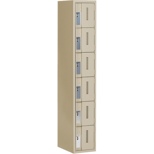 Casiers robustes Concorde, 6 niveaux, 12" x 18" x 72", Acier, Beige, Soud&eacute; (assembl&eacute;) Equipment World