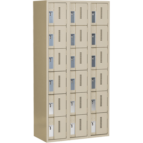 Casiers robustes Concorde, 6 niveaux, Bloc de 3, 36" x 18" x 72", Acier, Beige, Soud&eacute; (assembl&eacute;) Equipment World