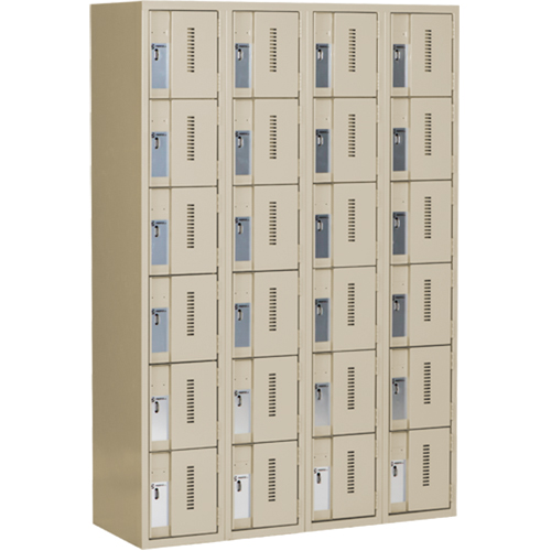 Casiers robustes Concorde, 6 niveaux, Bloc de 4, 48" x 18" x 72", Acier, Beige, Soud&eacute; (assembl&eacute;) Equipment World