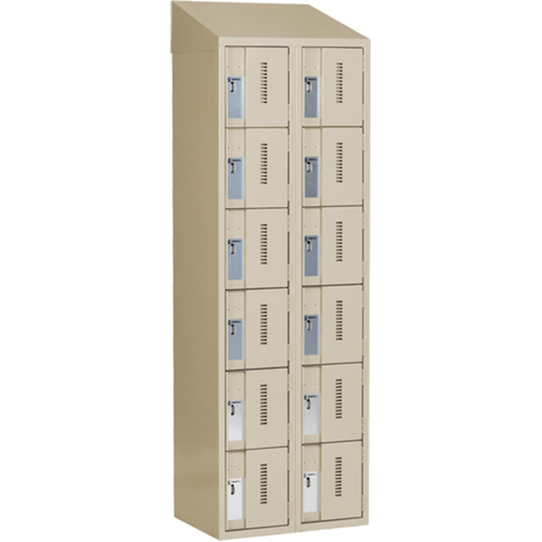 Concorde Heavy-Duty Lockers, 6 -tier, Bank of 2, 24" x 18" x 78", Steel, Beige, Welded (Assembled) Equipment World
