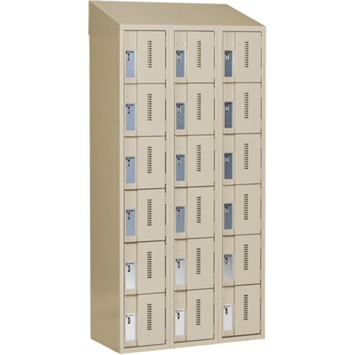 Concorde Heavy-Duty Lockers, 6 -tier, Bank of 3, 36" x 18" x 78", Steel, Beige, Welded (Assembled) Equipment World