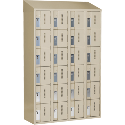 Concorde Heavy-Duty Lockers, 6 -tier, Bank of 4, 48" x 18" x 78", Steel, Beige, Welded (Assembled) Equipment World