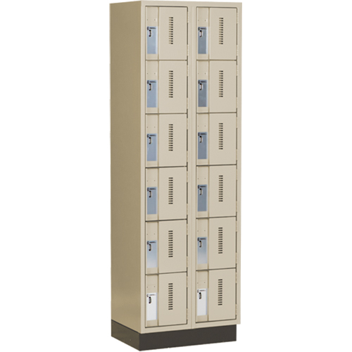 Concorde Heavy-Duty Lockers, 6 -tier, Bank of 2, 24" x 18" x 76", Steel, Beige, Welded (Assembled) Equipment World