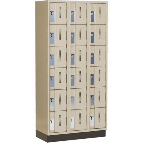 Concorde Heavy-Duty Lockers, 6 -tier, Bank of 3, 36" x 18" x 76", Steel, Beige, Welded (Assembled) Equipment World