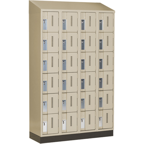 Concorde Heavy-Duty Lockers, 6 -tier, Bank of 4, 48" x 18" x 82", Steel, Beige, Welded (Assembled) Equipment World