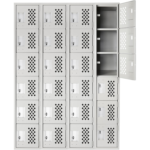 Clean Line Lockerettes, 6 -tier, Bank of 4, 18" x 72" x 12", Steel Equipment World