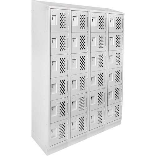 Assembled Clean Line Perforated Economy Lockers, 6 -tier, Bank of 4, 18" x 72" x 12", Steel Equipment World