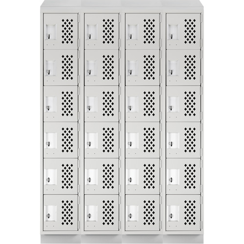 Assembled Clean Line Perforated Economy Lockers, 6 -tier, Bank of 4, 18" x 72" x 12", Steel Equipment World