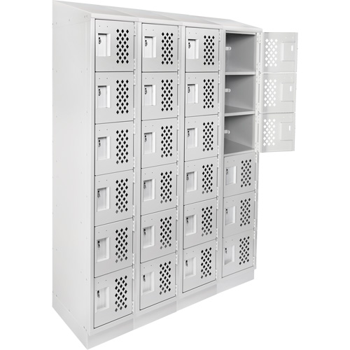 Assembled Clean Line Perforated Economy Lockers, 6 -tier, Bank of 4, 18" x 72" x 12", Steel Equipment World