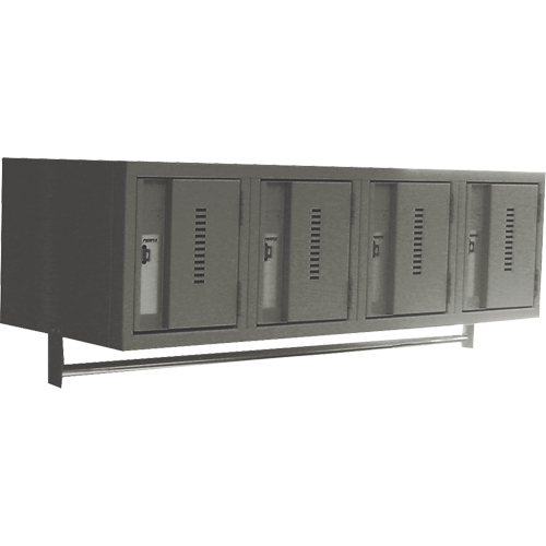 Wall Hung Lockers - Heavy Duty, Bank of 4, 18" x 12" x 12", Steel Equipment World