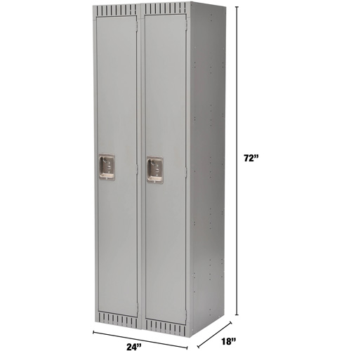 Lockers, Bank of 2, 24" x 18" x 72", Steel, Grey, Rivet (Assembled) Equipment World