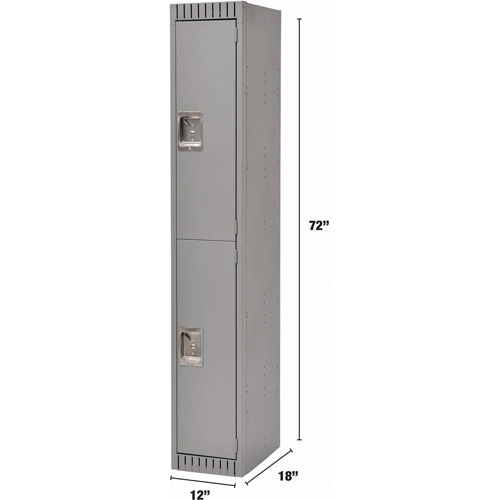 Lockers, 2 -tier, 12" x 18" x 72", Steel, Grey, Rivet (Assembled) Equipment World