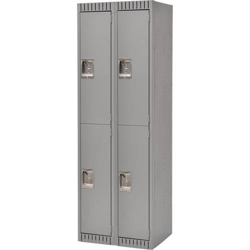Lockers, 2 -tier, Bank of 2, 24" x 18" x 72", Steel, Grey, Rivet (Assembled) Equipment World
