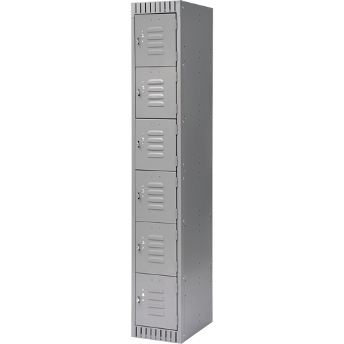 Lockers, 6 -tier, 12" x 18" x 72", Steel, Grey, Knocked Down Equipment World