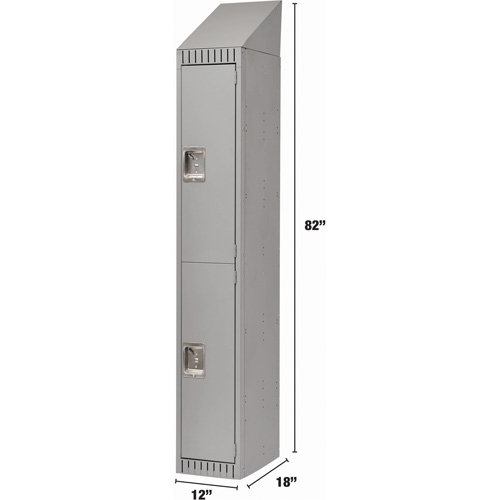Lockers, 2 -tier, 12" x 18" x 82", Steel, Grey, Knocked Down Equipment World