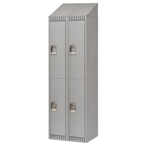 Lockers, 2 -tier, Bank of 2, 24" x 18" x 82", Steel, Grey, Knocked Down Equipment World