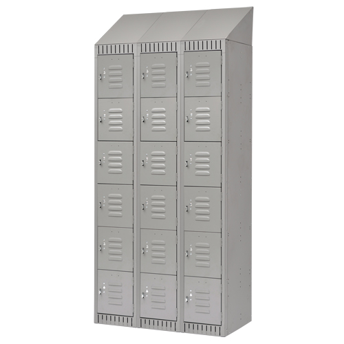 Casiers, 6 niveaux, Bloc de 3, 36" x 18" x 82", Acier, Gris, D&eacute;mont&eacute; Equipment World