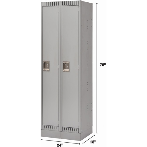 Lockers, Bank of 2, 24" x 18" x 76", Steel, Grey, Knocked Down Equipment World