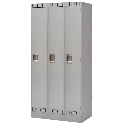 Lockers, Bank of 3, 36" x 18" x 76", Steel, Grey, Knocked Down Equipment World