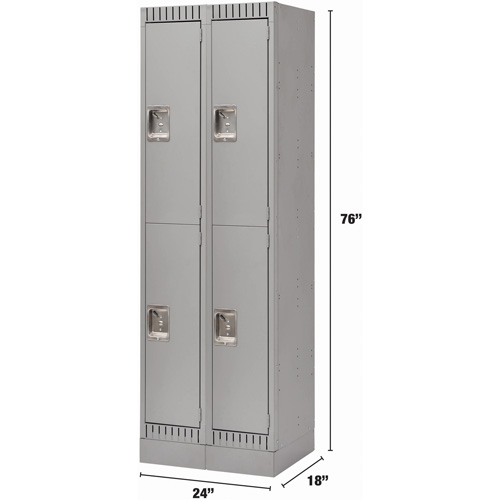 Casiers, 2 niveaux, Bloc de 2, 24" x 18" x 76", Acier, Gris, D&eacute;mont&eacute; Equipment World