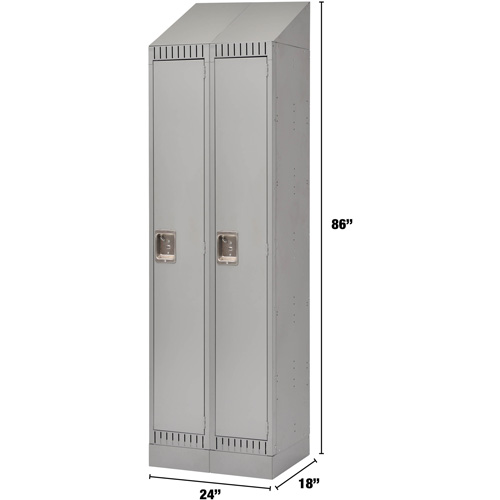 Lockers, Bank of 2, 24" x 18" x 86", Steel, Grey, Knocked Down Equipment World
