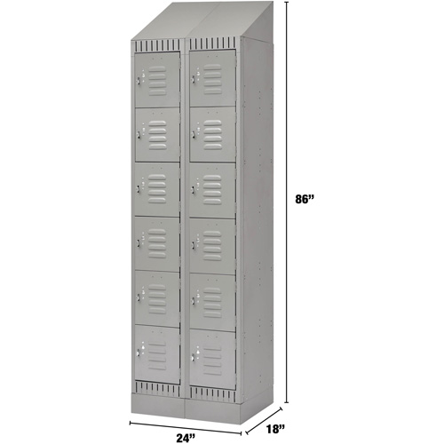 Casiers, 6 niveaux, Bloc de 2, 24" x 18" x 86", Acier, Gris, D&eacute;mont&eacute; Equipment World