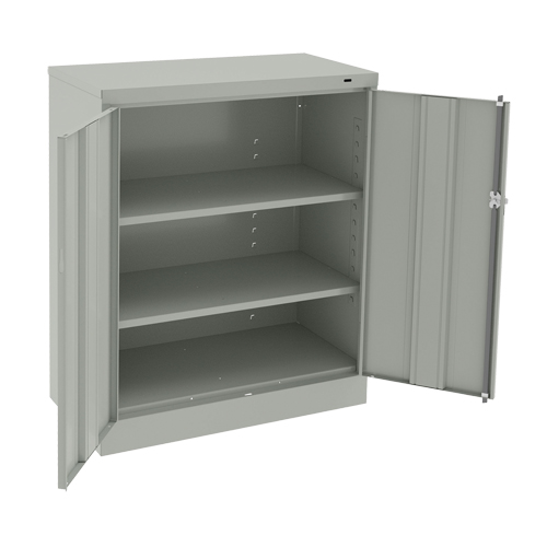 Armoire &agrave; hauteur de comptoir, Acier, 2 Tablettes, 42" h x 36" la x 18" P, Gris p&acirc;le Equipment World