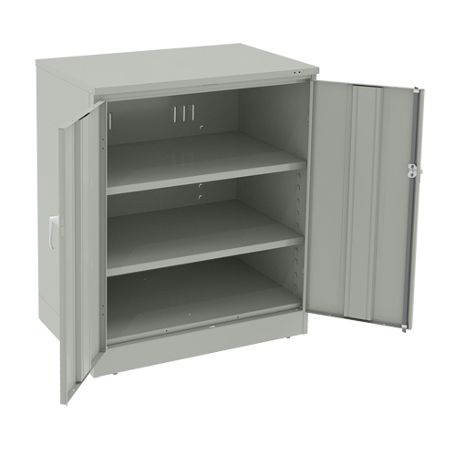 Deluxe Counter High Cabinet, Steel, 2 Shelves, 42" H x 36" W x 24" D, Light Grey Equipment World