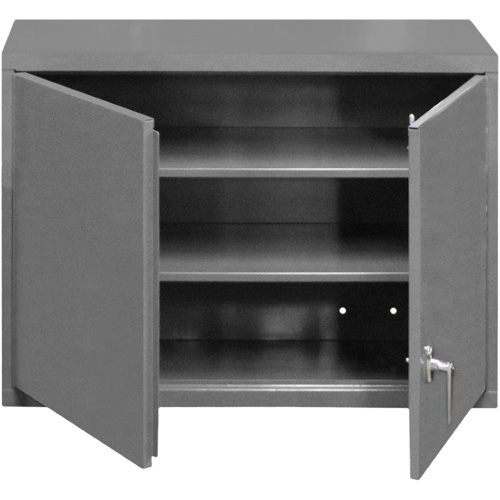 Wall-Mounted Cabinet, 27" H x 29-7/8" W x 13-11/16" D, 2 Shelves, Steel, Grey Equipment World