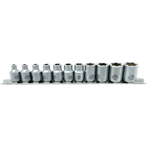 Flat-Cut E-"Star" Socket Set, 11 Pieces, 3/8" Drive Size Equipment World