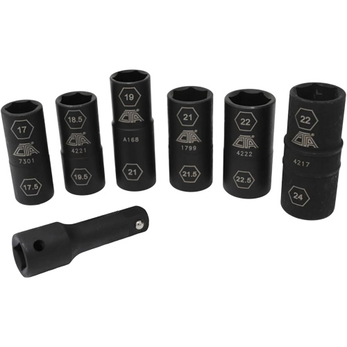 Half Metric Flip Socket Set, 7 Pcs, Impact, 1/2" Drive Size, Deep Equipment World