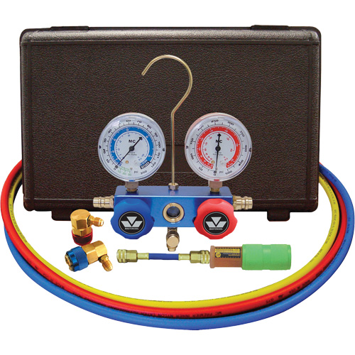 Ensemble de manom&egrave;tre &agrave; collecteur &agrave; deux voies pour l'automobile R134A avec mini injecteur de colorant Equipment World