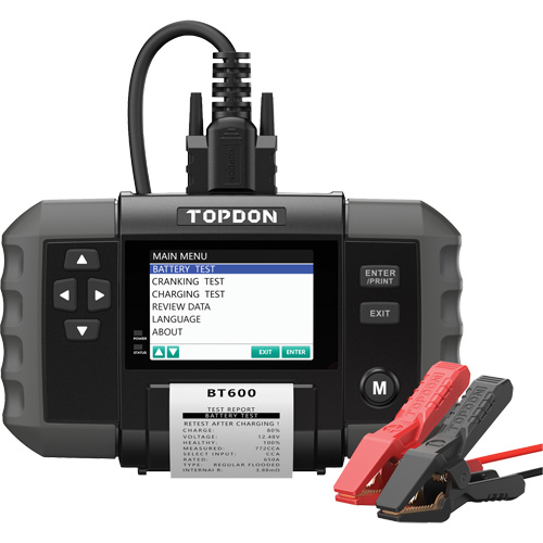 BT600 12V Battery & 12V/24V System Tester with Built-in Printer Equipment World